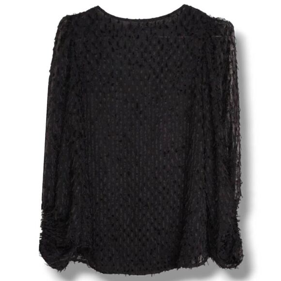 Blu Pepper Womens Sheer Top Size Small Black‎ Vneck 3/4 Sleeves Holiday Slouchy - Picture 2 of 14